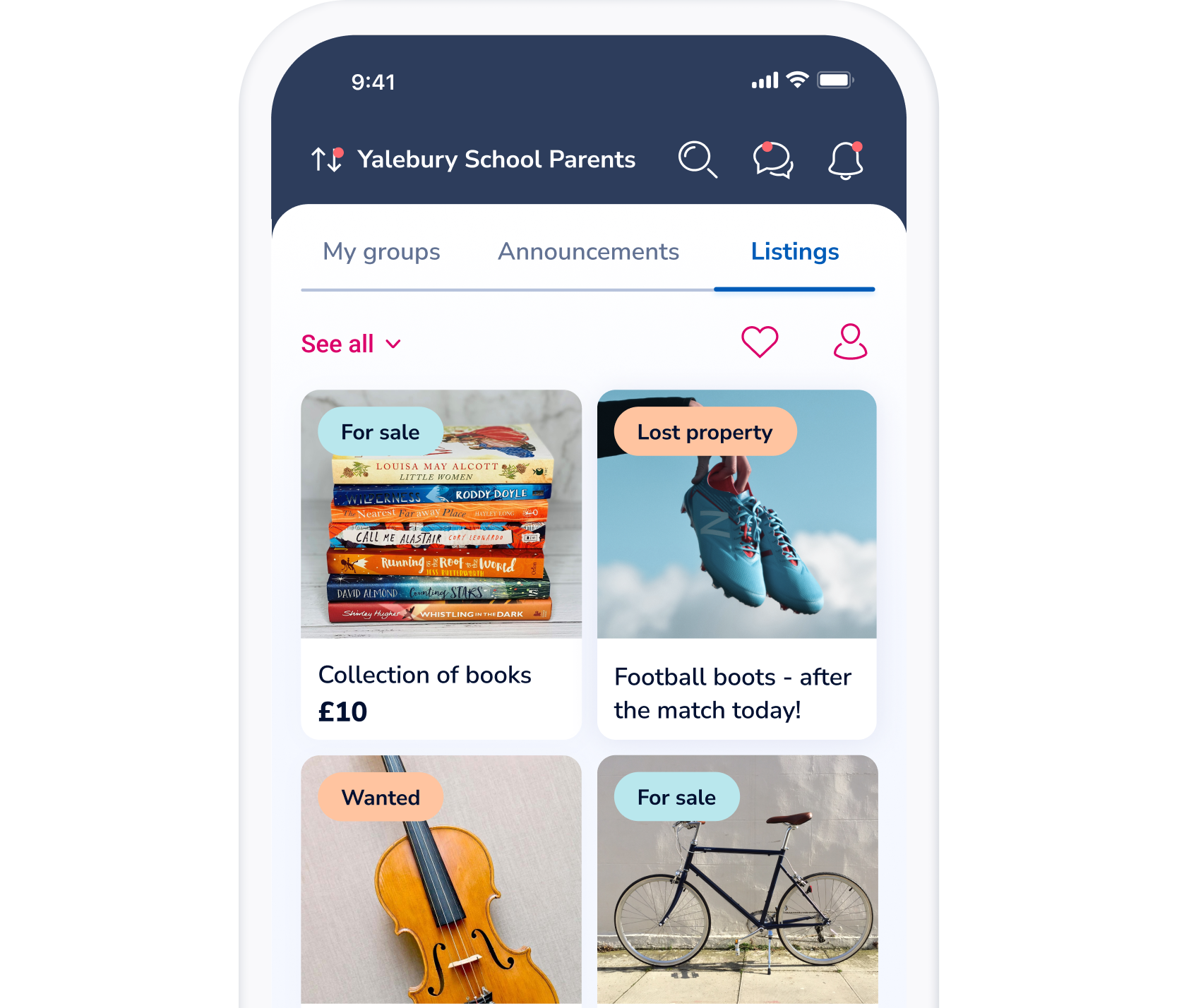 Classlist parent listings to buy and sell pre-loved items
